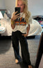 Mama on Fire Check Graphic Crop T-Shirt