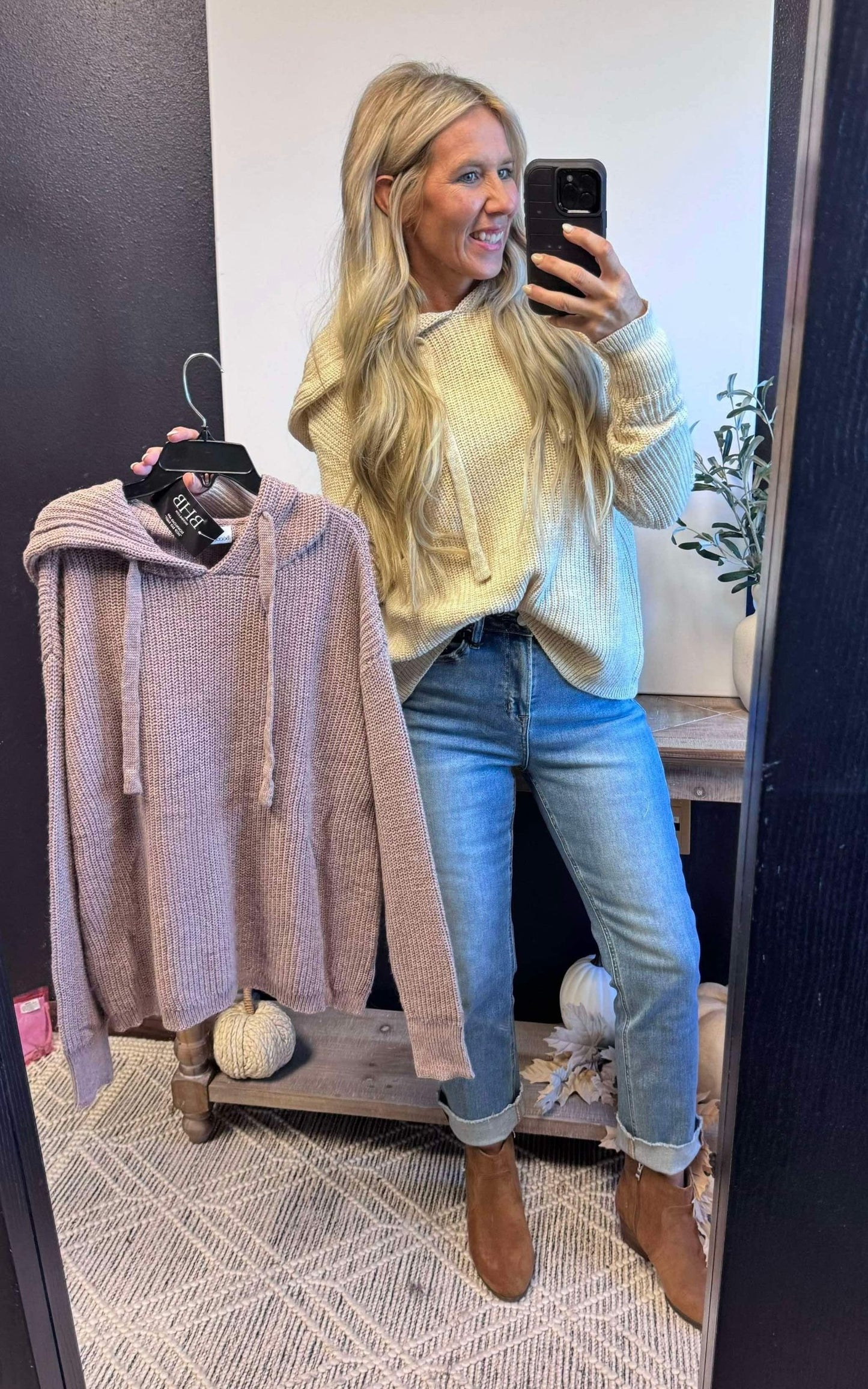 Cozy Waffle Knit Hoodie Sweater