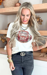 Rhinestone Football Game Day Graphic T-shirt