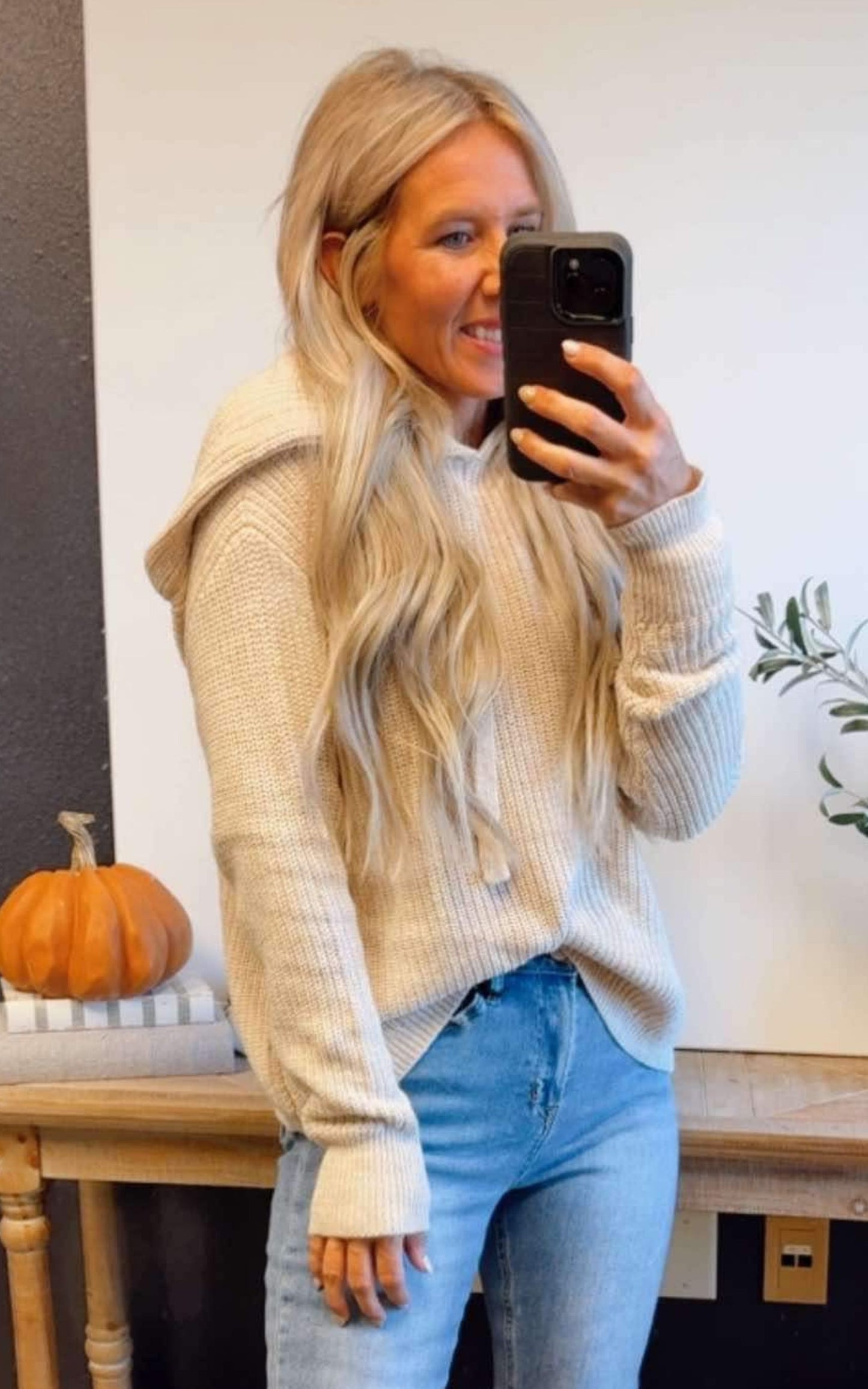 Cozy Waffle Knit Hoodie Sweater