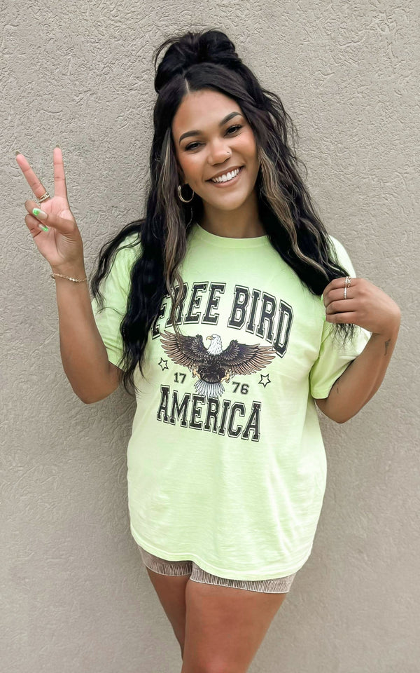 Lime Free Bird Garment Dyed Graphic T-shirt