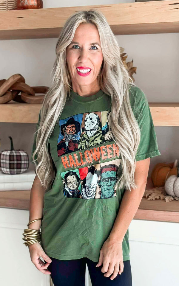 Halloween Favorite Villians Garment Dyed Graphic T-shirt