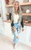 Camo w/ Striped Back Elbow Patch Cardigan