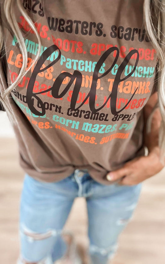 List Of FALL Must Do Garment Dyed Graphic T-shirt - Final Sale