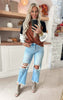Terracotta Colorblock Mock Neck Sweater Top