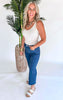 Blue Slate RFM Crop Chloe Tummy Support Wide Leg Denim Jeans - Final Sale