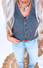 Charcoal Ribbed V-Neck Sweater Vest - Final Sale