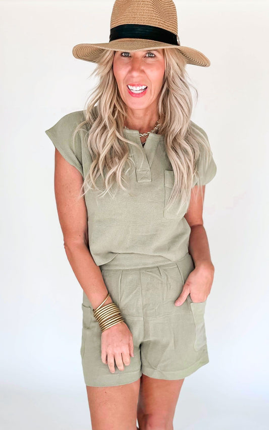 Trust the Journey Relaxed Woven Top & Shorts Set - Final Sale