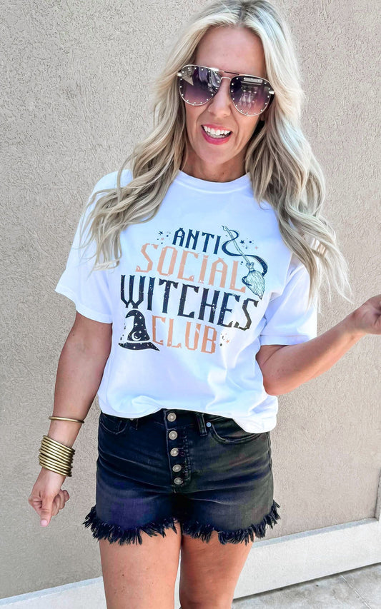 Anti Social Witches Club Garment Dyed Graphic T-shirt - Final Sale**