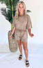 Cocoa Short Sleeve Mineral Wash Short Romper - Final Sale