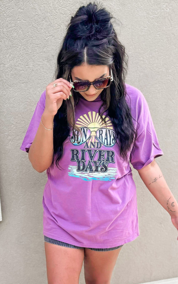 Sun Rays and River Days Garment Dyed Graphic T-shirt