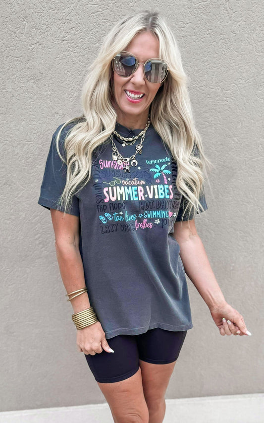 Summer Vibes Garment Dyed Graphic T-shirt