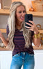 V-Neck Stripe Short Sleeve Top - Final Sale