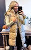 Zip-Up Puffer Hoodie Drawstring Vest Jacket