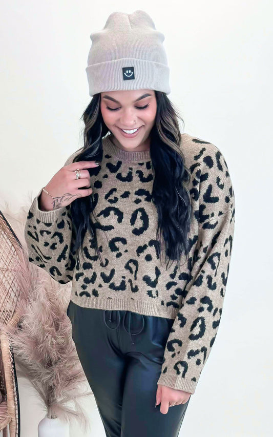 Leopard Cropped Sweater - Final Sale