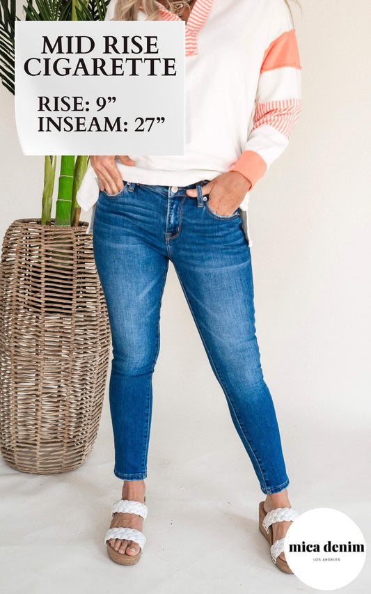 Mica | The Alice Medium Wash Mid-Rise Cigarette Ankle Denim Jeans** - Final Sale