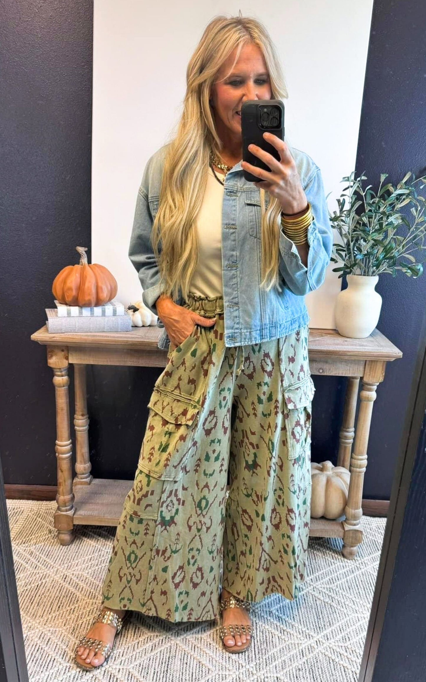 Ethnic Printed Mineral Cargo Pants** - Final Sale