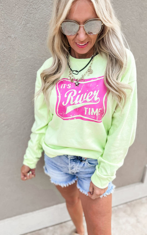 It's River Time Graphic Crewneck Sweatshirt*