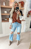 Terracotta Colorblock Mock Neck Sweater Top