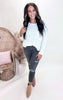 Cream Pointelle Sweater Knit Top