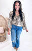 Taupe Leopard 3/4 Sleeve Blouse Top**