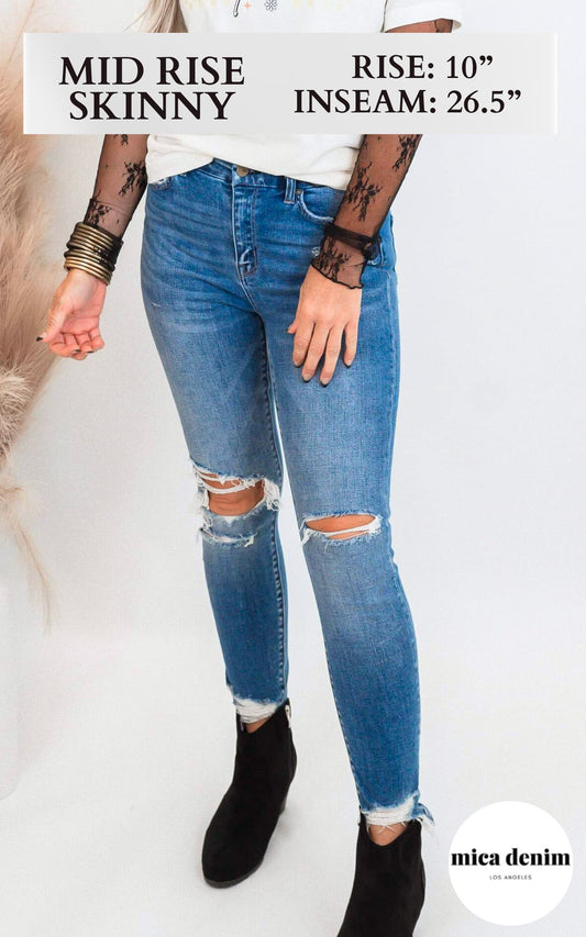 Mid Rise Crop Denim Skinny Jeans | Mica** - Final Sale