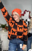 Halloween Black Cat Square Pattern Loose Fit Sweater - Final Sale