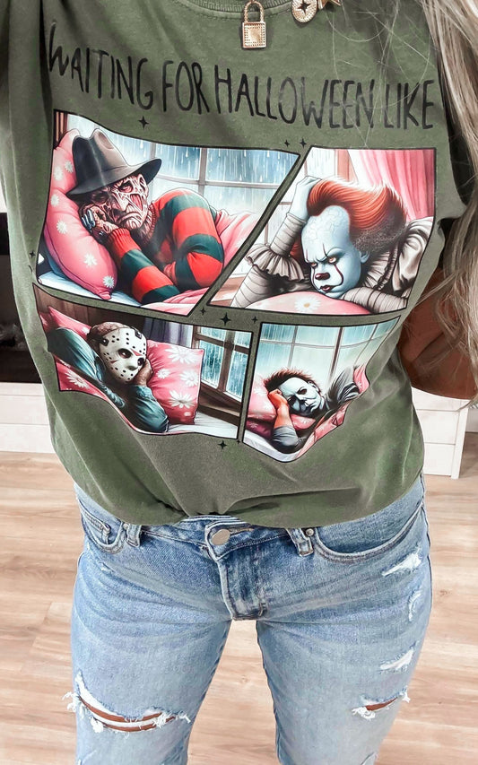 Waiting for Halloween Like..Garment Dyed Graphic T-shirt - FINAL SALE