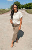 Checking into Fall Short Sleeve Sweater Top**