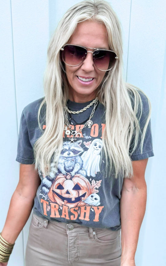 Trick or Trashy Garment Dyed Graphic T-shirt - Final Sale