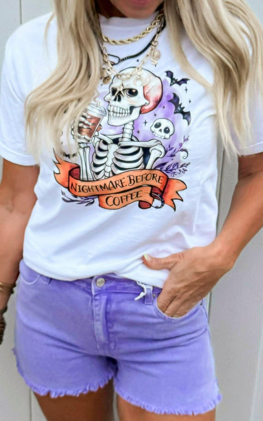 Nightmare before Coffee Garment Dyed Graphic T-shirt - Final Sale**