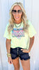 Checkered Lightning Mama Garment Dyed Graphic T-shirt