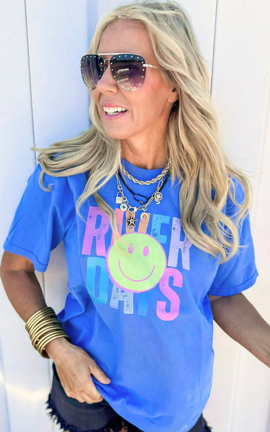 Smile its River Days Garment Dyed Graphic T-shirt