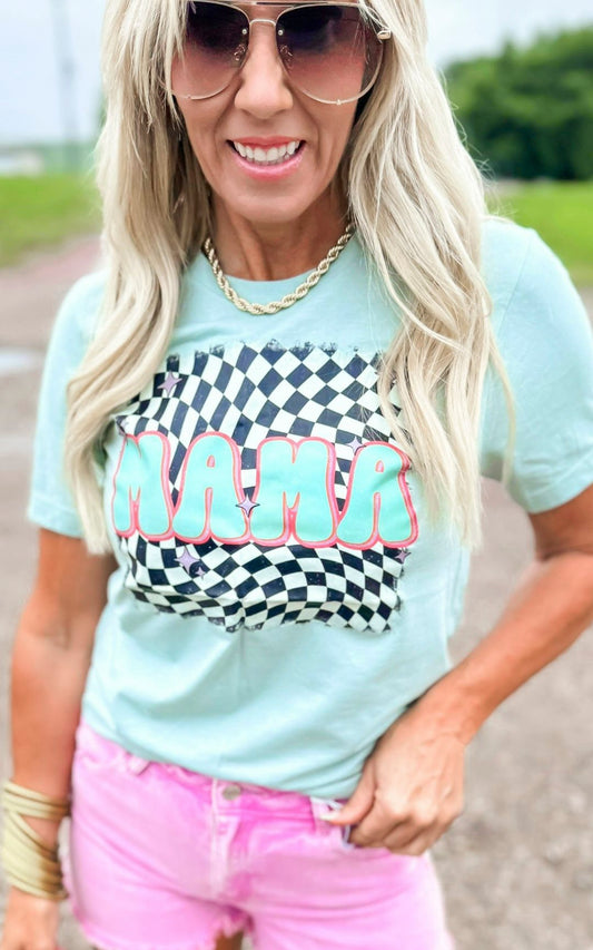 Checkered Mama Graphic T-shirt