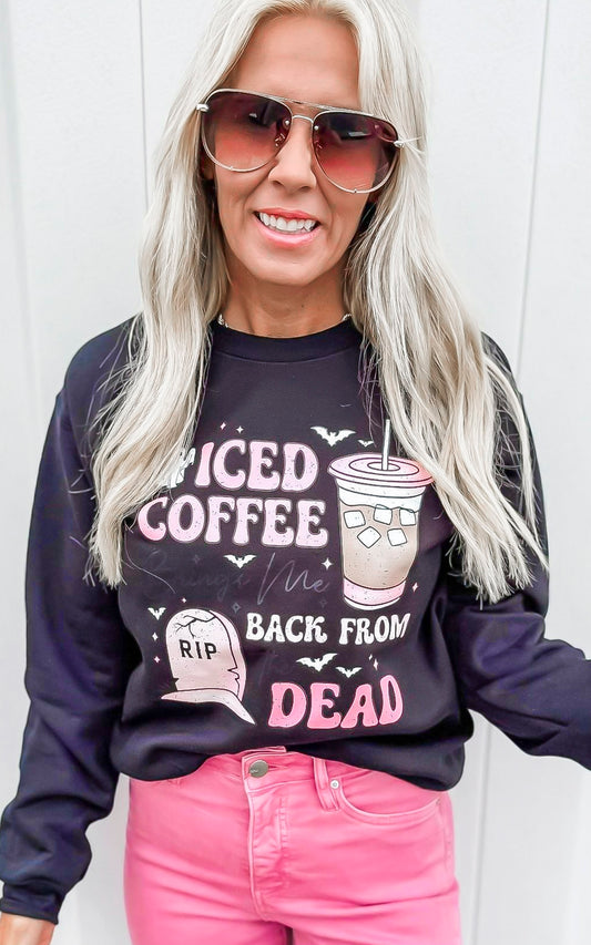 Iced Coffee Brings Me to Life Graphic Crewneck Sweatshirt - Final Sale