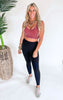 Washed Ribbed Cropped Padded Bra Tank Top - Final Sale