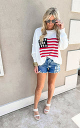 Cozy in the USA Knit Pullover Sweater