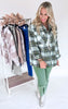 Crisp Morning Plaid Shacket with Sherpa Lining - Olive - Final Sale
