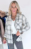 Crisp Mornings Greige Plaid Flannel Button Down Shirt