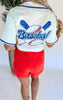 White French Terry Baseball Top with Sequins - Final Sale