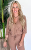 Textured Wrap Front Top - Taupe