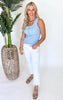 Floral Rib 5-Button Henley Top