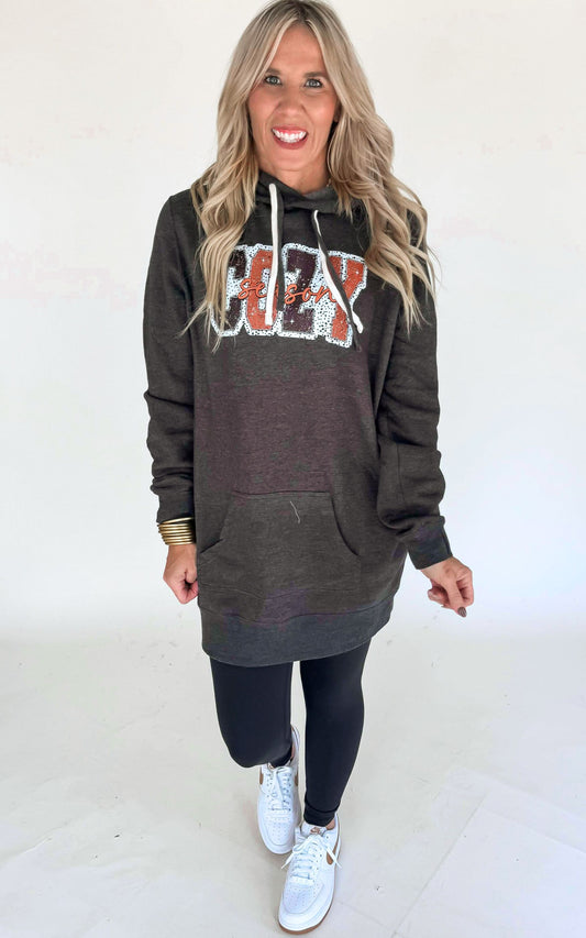 Cozy Season Dark Grey Graphic Hoodie - Final Sale