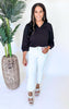 Anything is Possible Black 3/4 Bubble Sleeve Top *FINAL SALE