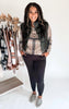 Taupe Plaid Button Front Long Sleeve Top - Final Sale