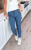 Denim High Waisted Solid Knit Joggers - Final Sale