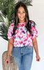 Send Me Flowers Short Sleeve Blouse Top - Final Sale