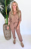 Textured Wrap Front Top - Taupe
