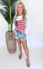 Americana Mineral Wash Raw Hem Star Shorts - Final Sale