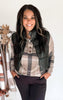 Taupe Plaid Button Front Long Sleeve Top - Final Sale